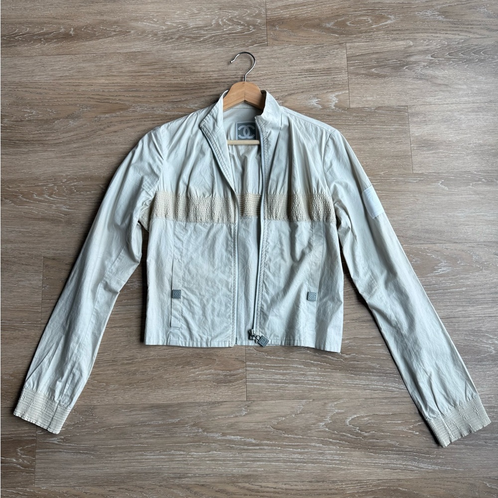 CHANEL/O4P Sports Line Gathered Design Zip Jacket Blouson With Coco Mark/Size 38